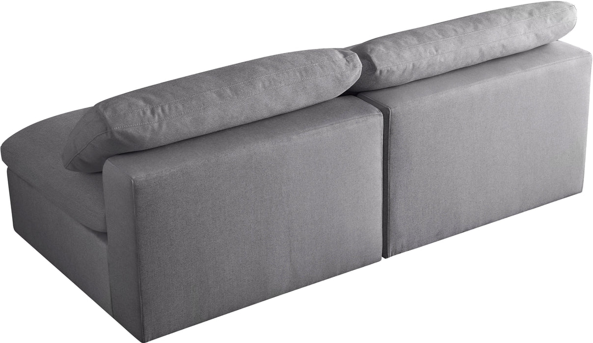 Serene Grey Linen Fabric Deluxe Cloud Modular Armless Sofa - Bargain Furniture (Detroit, MI)