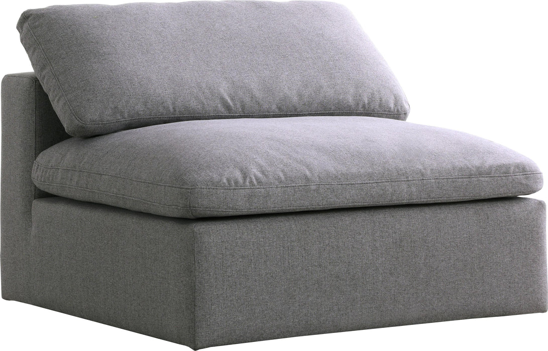 Serene Grey Linen Fabric Deluxe Cloud Armless Chair - Bargain Furniture (Detroit, MI)