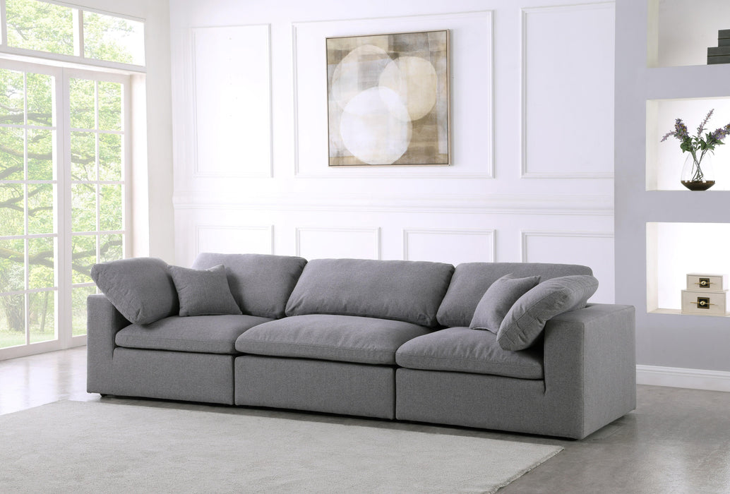 Serene Grey Linen Fabric Deluxe Cloud Modular Sofa - Bargain Furniture (Detroit, MI)