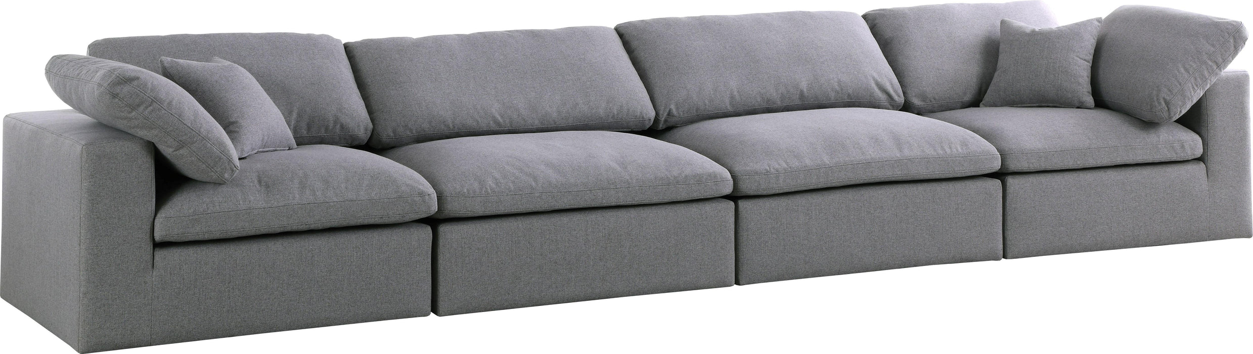 Serene Grey Linen Fabric Deluxe Cloud Modular Sofa - Bargain Furniture (Detroit, MI)