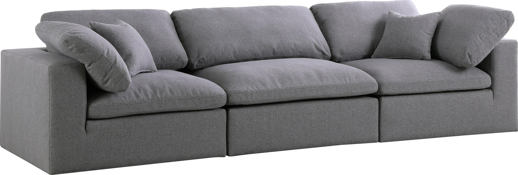 Serene Grey Linen Fabric Deluxe Cloud Modular Sofa - Bargain Furniture (Detroit, MI)