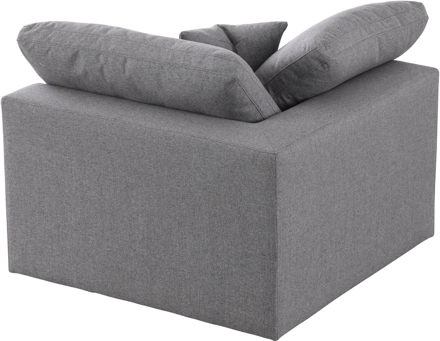 Serene Grey Linen Fabric Deluxe Cloud Corner Chair - Bargain Furniture (Detroit, MI)