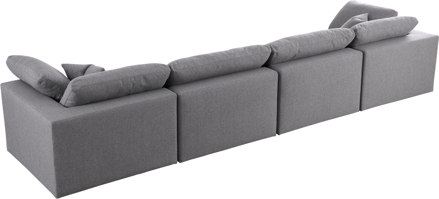 Serene Grey Linen Fabric Deluxe Cloud Modular Sofa - Bargain Furniture (Detroit, MI)
