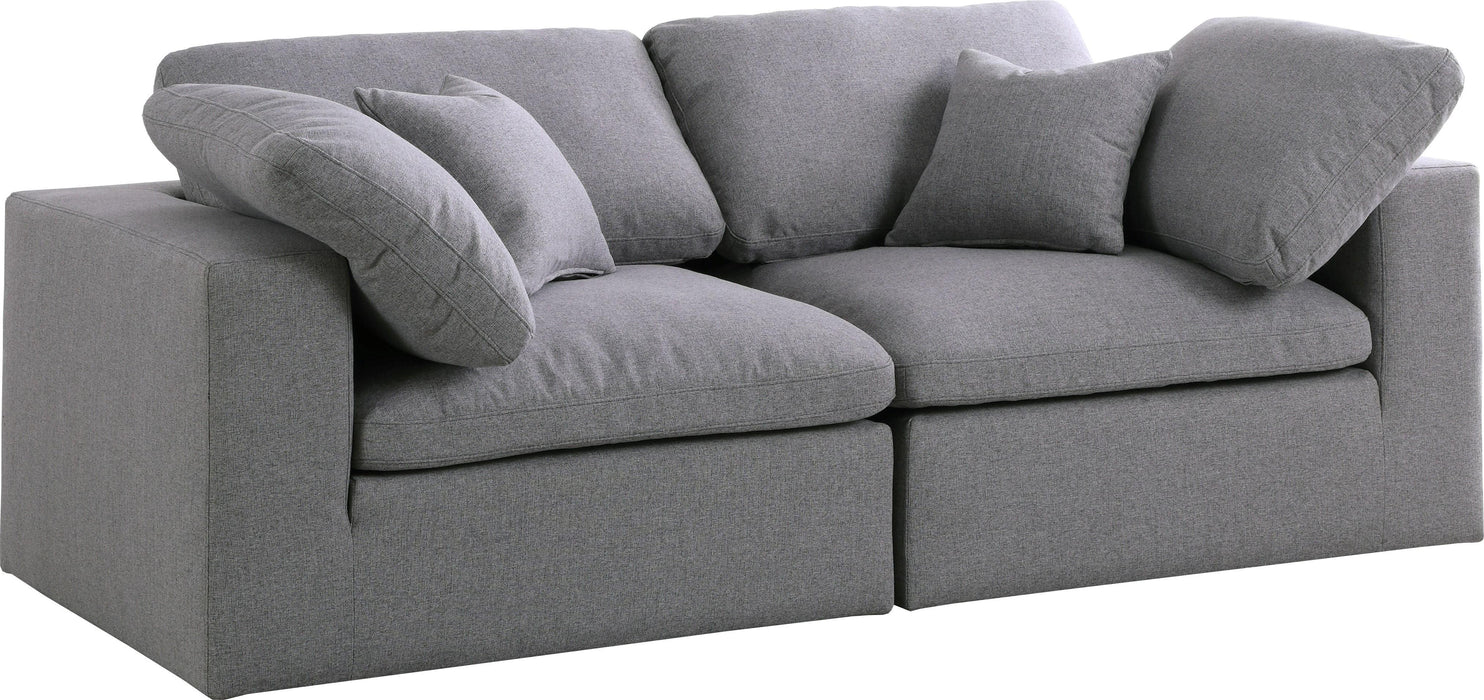 Serene Grey Linen Fabric Deluxe Cloud Modular Sofa - Bargain Furniture (Detroit, MI)
