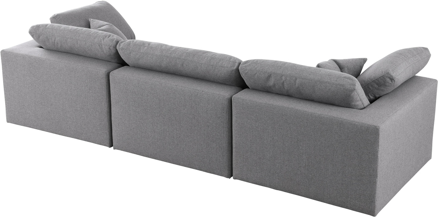 Serene Grey Linen Fabric Deluxe Cloud Modular Sofa - Bargain Furniture (Detroit, MI)