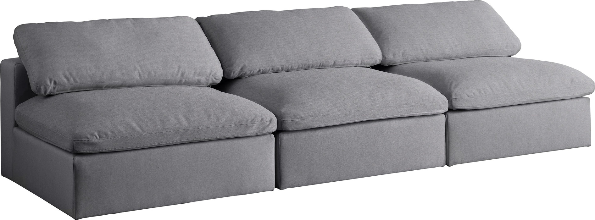 Serene Grey Linen Fabric Deluxe Cloud Modular Armless Sofa - Bargain Furniture (Detroit, MI)