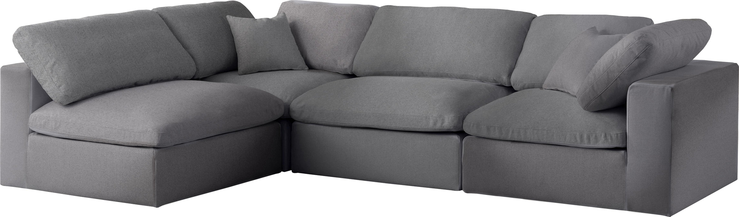 Serene Grey Linen Fabric Deluxe Cloud Modular Sectional - Bargain Furniture (Detroit, MI)