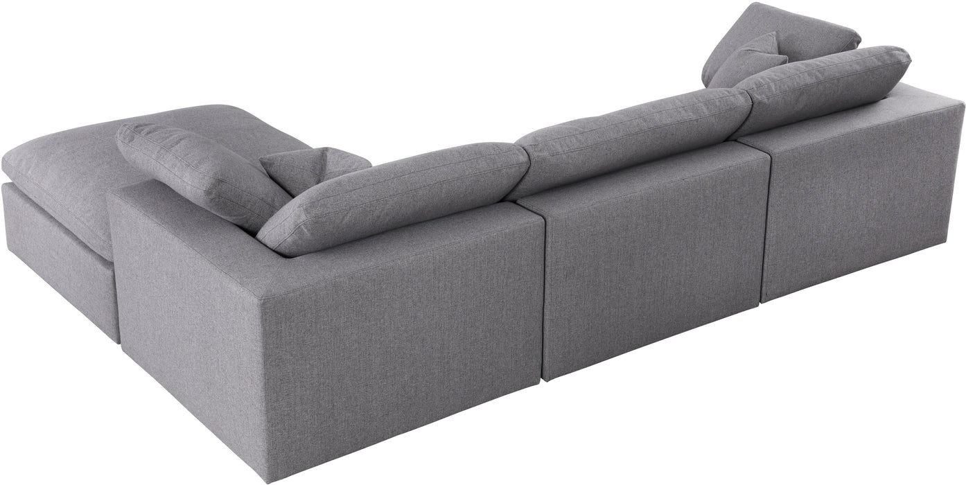 Serene Grey Linen Fabric Deluxe Cloud Modular Sectional - Bargain Furniture (Detroit, MI)