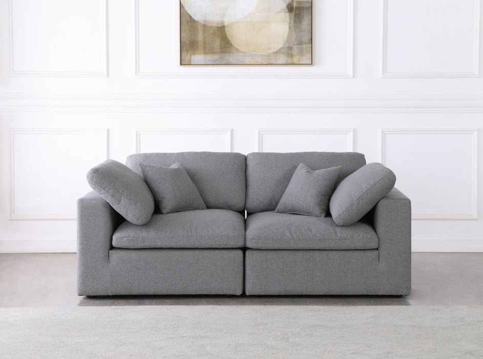 Serene Grey Linen Fabric Deluxe Cloud Modular Sofa - Bargain Furniture (Detroit, MI)
