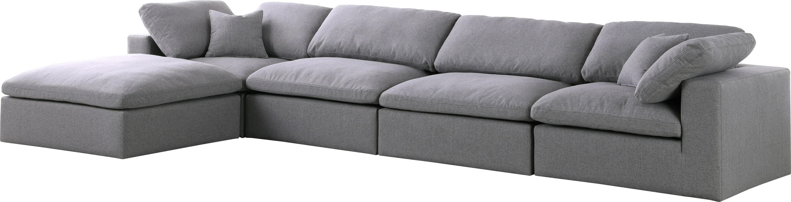 Serene Grey Linen Fabric Deluxe Cloud Modular Sectional - Bargain Furniture (Detroit, MI)