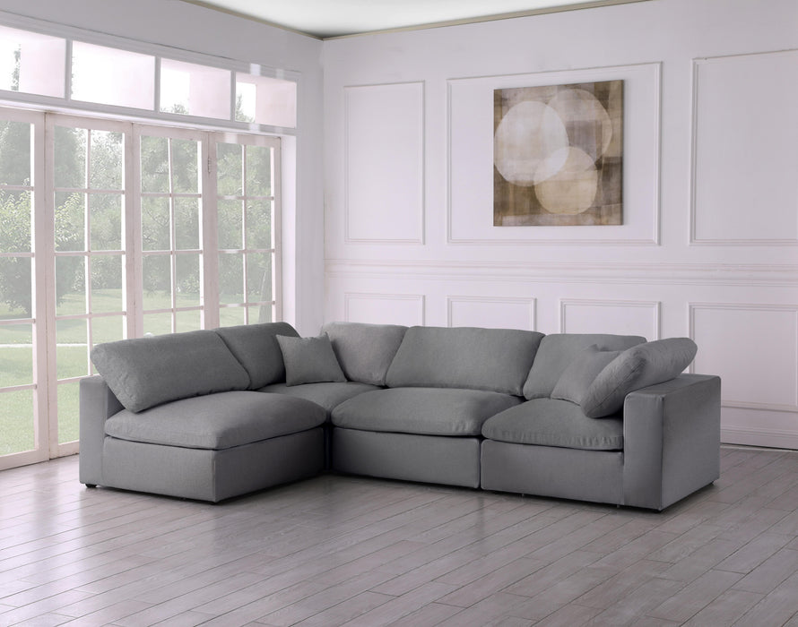 Serene Grey Linen Fabric Deluxe Cloud Modular Sectional - Bargain Furniture (Detroit, MI)