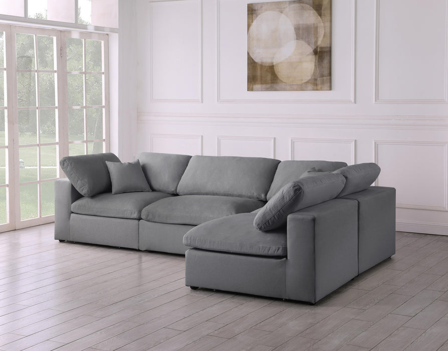 Serene Grey Linen Fabric Deluxe Cloud Modular Sectional - Bargain Furniture (Detroit, MI)