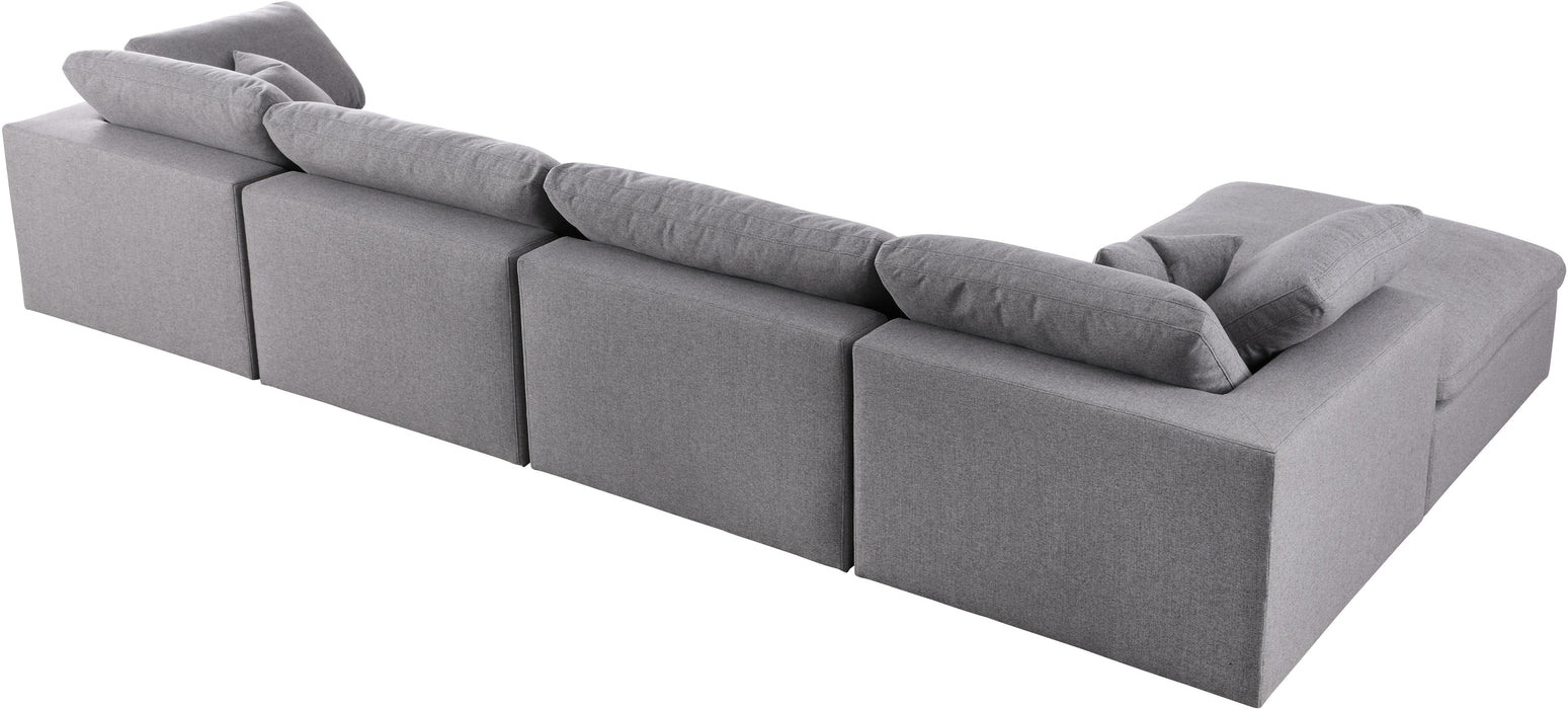 Serene Grey Linen Fabric Deluxe Cloud Modular Sectional - Bargain Furniture (Detroit, MI)