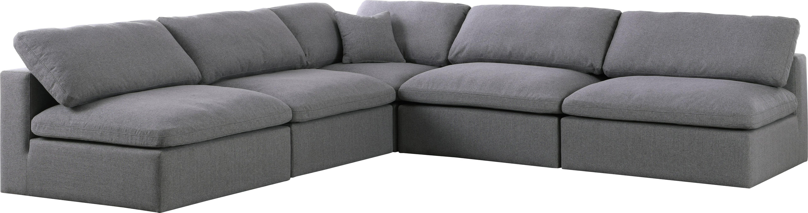 Serene Grey Linen Fabric Deluxe Cloud Modular Sectional - Bargain Furniture (Detroit, MI)