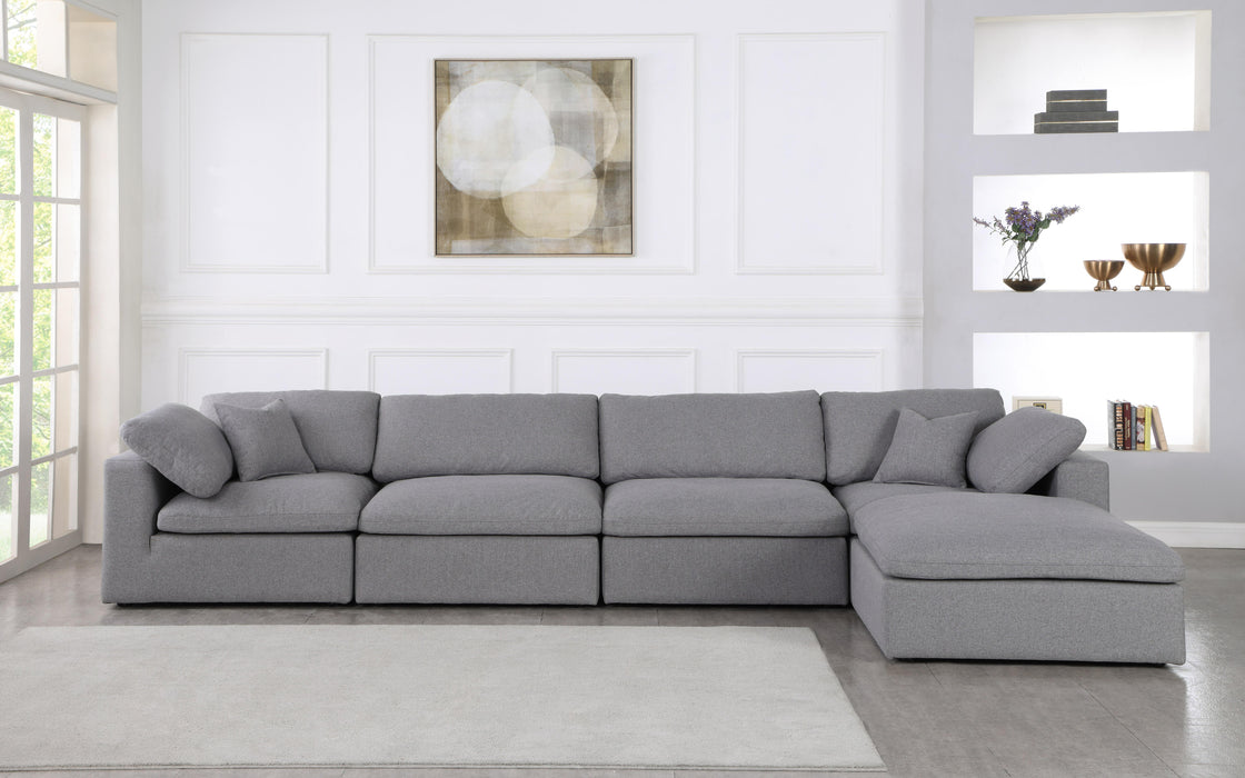 Serene Grey Linen Fabric Deluxe Cloud Modular Sectional - Bargain Furniture (Detroit, MI)