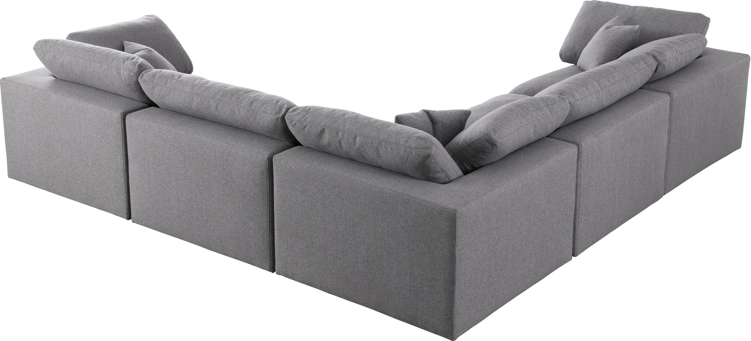 Serene Grey Linen Fabric Deluxe Cloud Modular Sectional - Bargain Furniture (Detroit, MI)