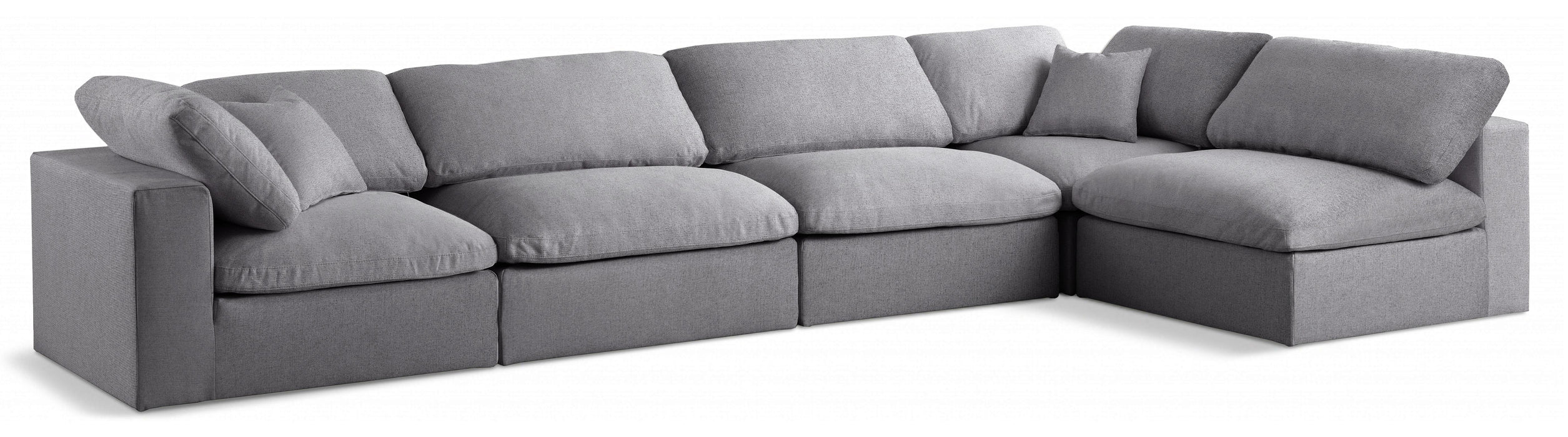 Serene Grey Linen Fabric Deluxe Cloud Modular Sectional - Bargain Furniture (Detroit, MI)