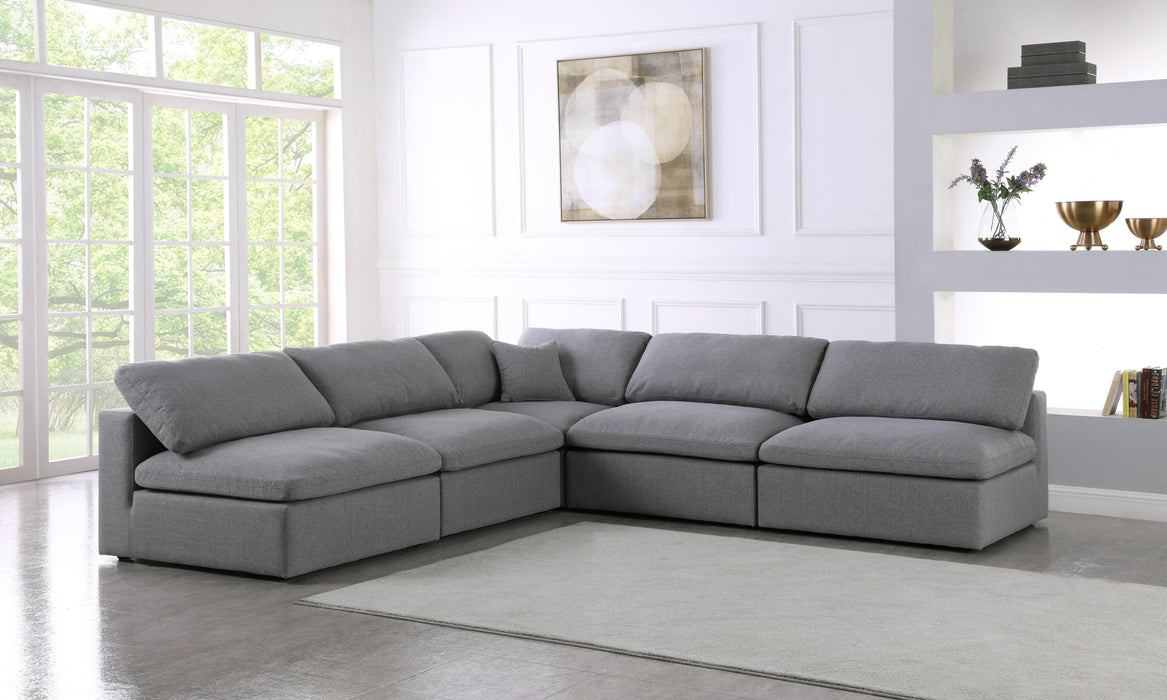 Serene Grey Linen Fabric Deluxe Cloud Modular Sectional - Bargain Furniture (Detroit, MI)