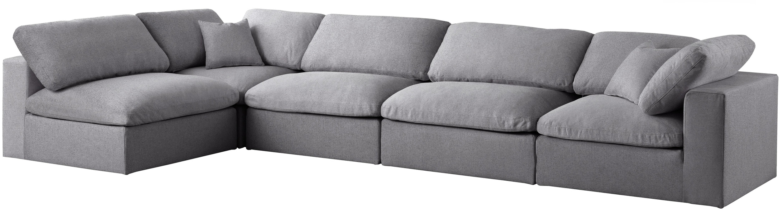 Serene Grey Linen Fabric Deluxe Cloud Modular Sectional - Bargain Furniture (Detroit, MI)