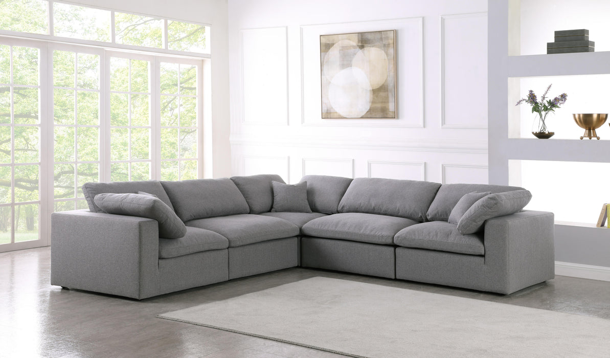 Serene Grey Linen Fabric Deluxe Cloud Modular Sectional - Bargain Furniture (Detroit, MI)