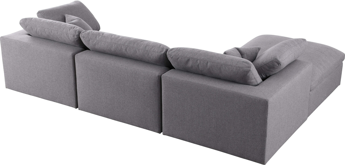 Serene Grey Linen Fabric Deluxe Cloud Modular Sectional - Bargain Furniture (Detroit, MI)