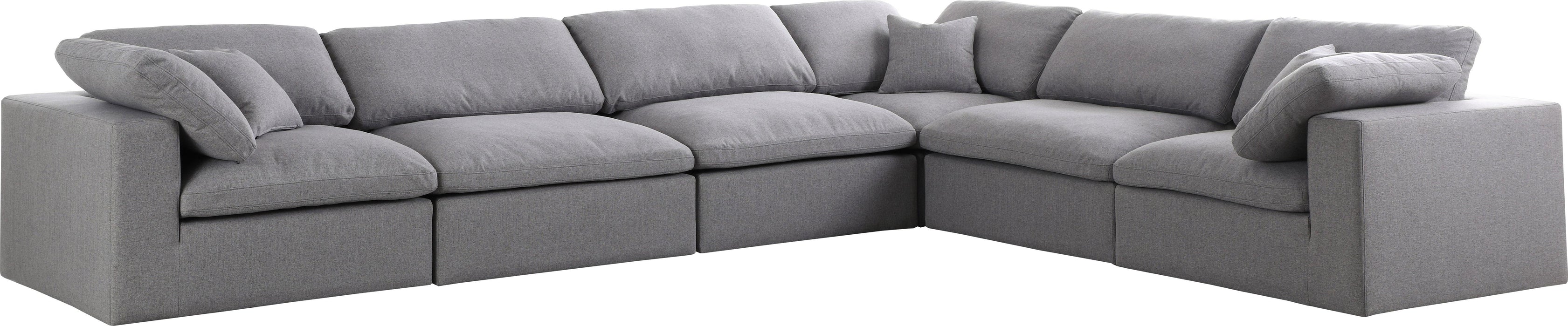 Serene Grey Linen Fabric Deluxe Cloud Modular Sectional - Bargain Furniture (Detroit, MI)