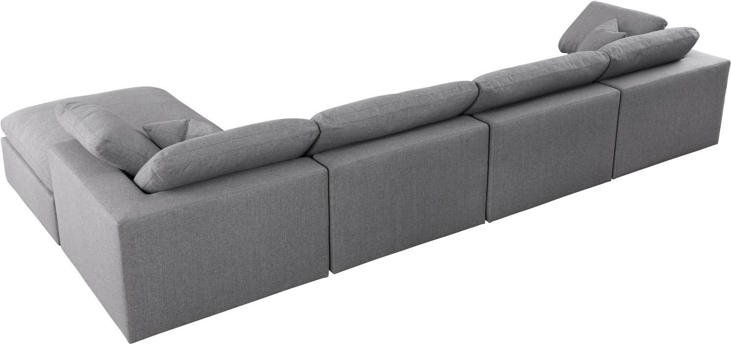 Serene Grey Linen Fabric Deluxe Cloud Modular Sectional - Bargain Furniture (Detroit, MI)