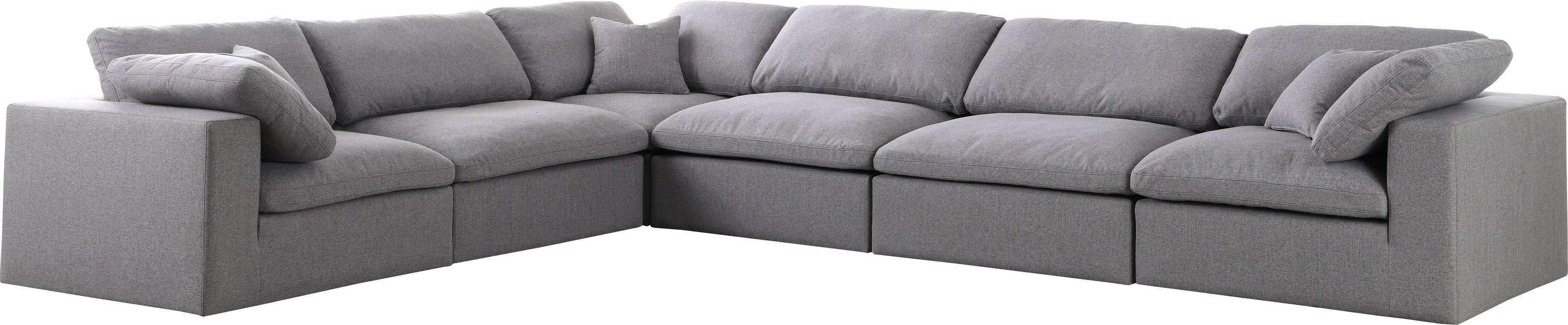 Serene Grey Linen Fabric Deluxe Cloud Modular Sectional - Bargain Furniture (Detroit, MI)