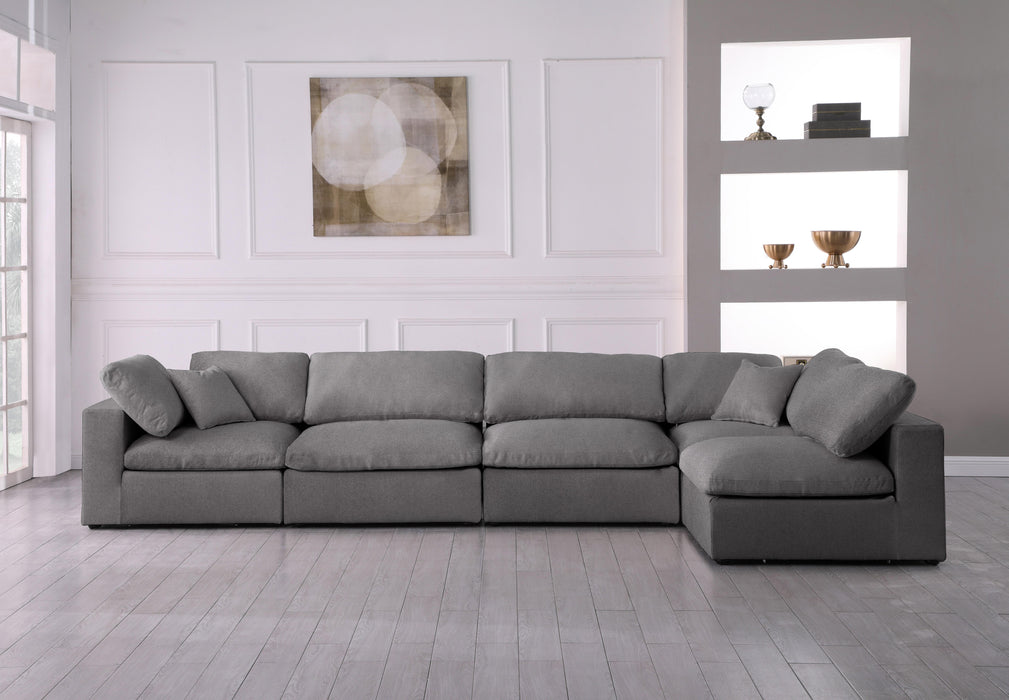 Serene Grey Linen Fabric Deluxe Cloud Modular Sectional - Bargain Furniture (Detroit, MI)