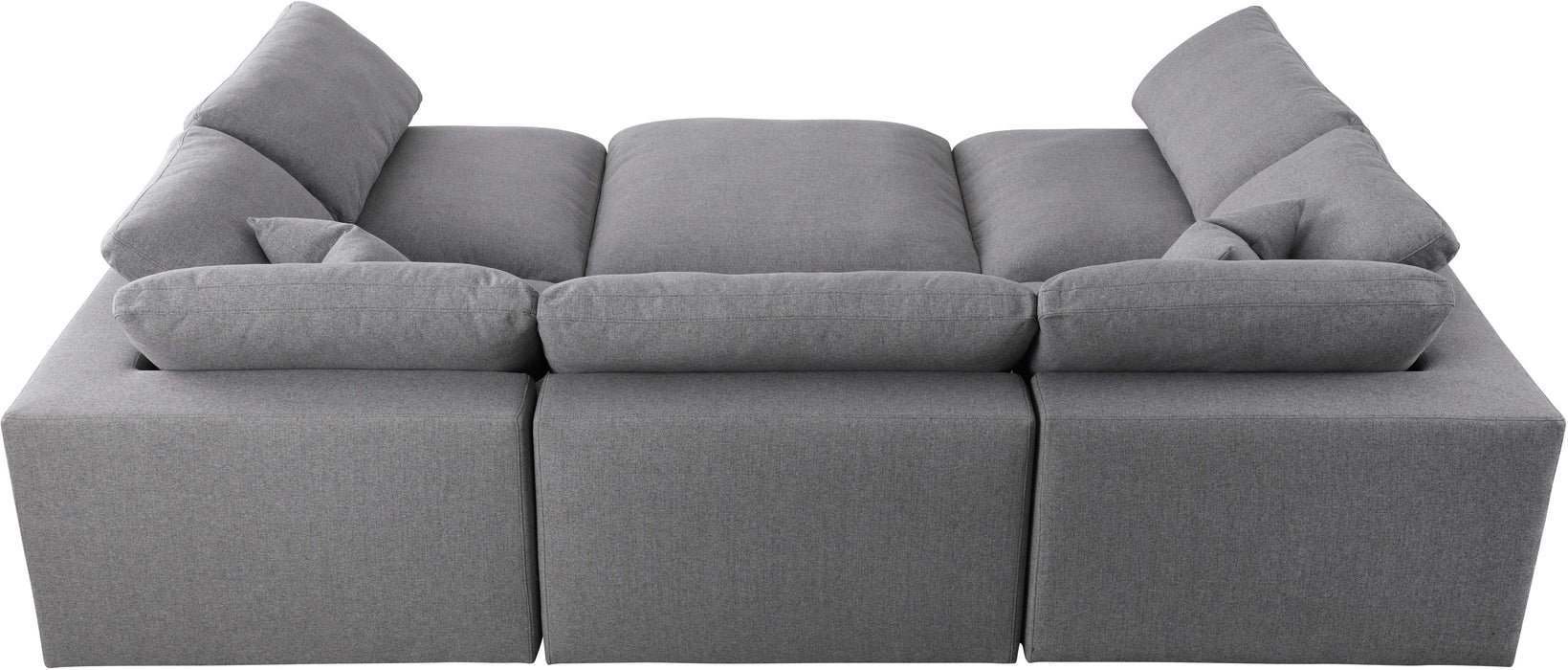 Serene Grey Linen Fabric Deluxe Cloud Modular Sectional - Bargain Furniture (Detroit, MI)