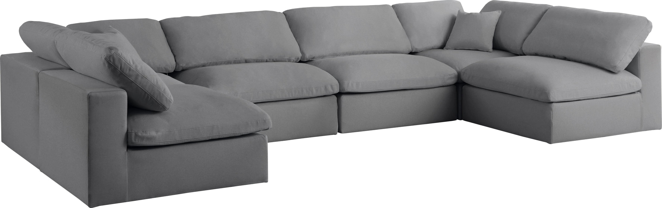 Serene Grey Linen Fabric Deluxe Cloud Modular Sectional - Bargain Furniture (Detroit, MI)