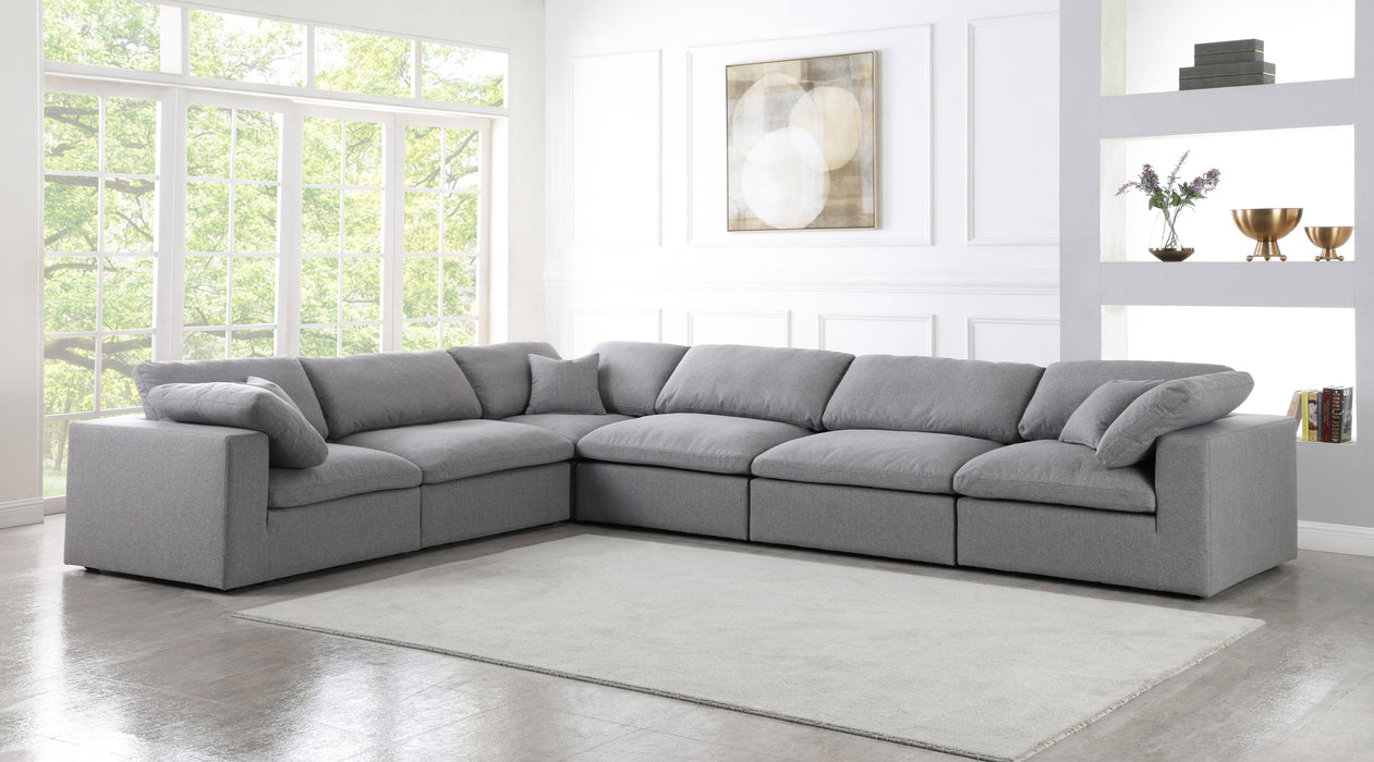 Serene Grey Linen Fabric Deluxe Cloud Modular Sectional - Bargain Furniture (Detroit, MI)