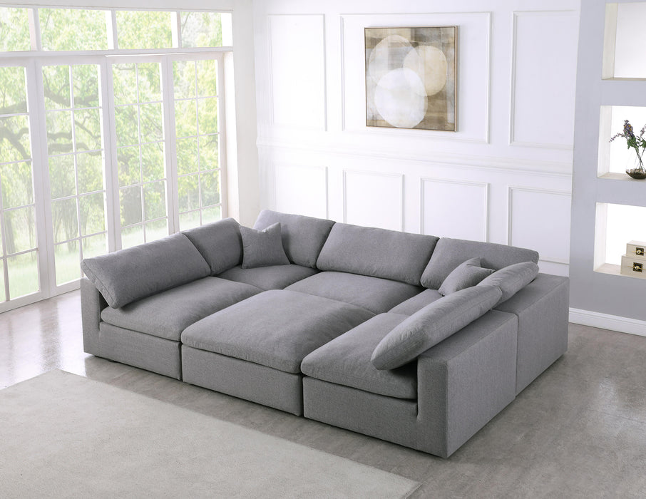 Serene Grey Linen Fabric Deluxe Cloud Modular Sectional - Bargain Furniture (Detroit, MI)