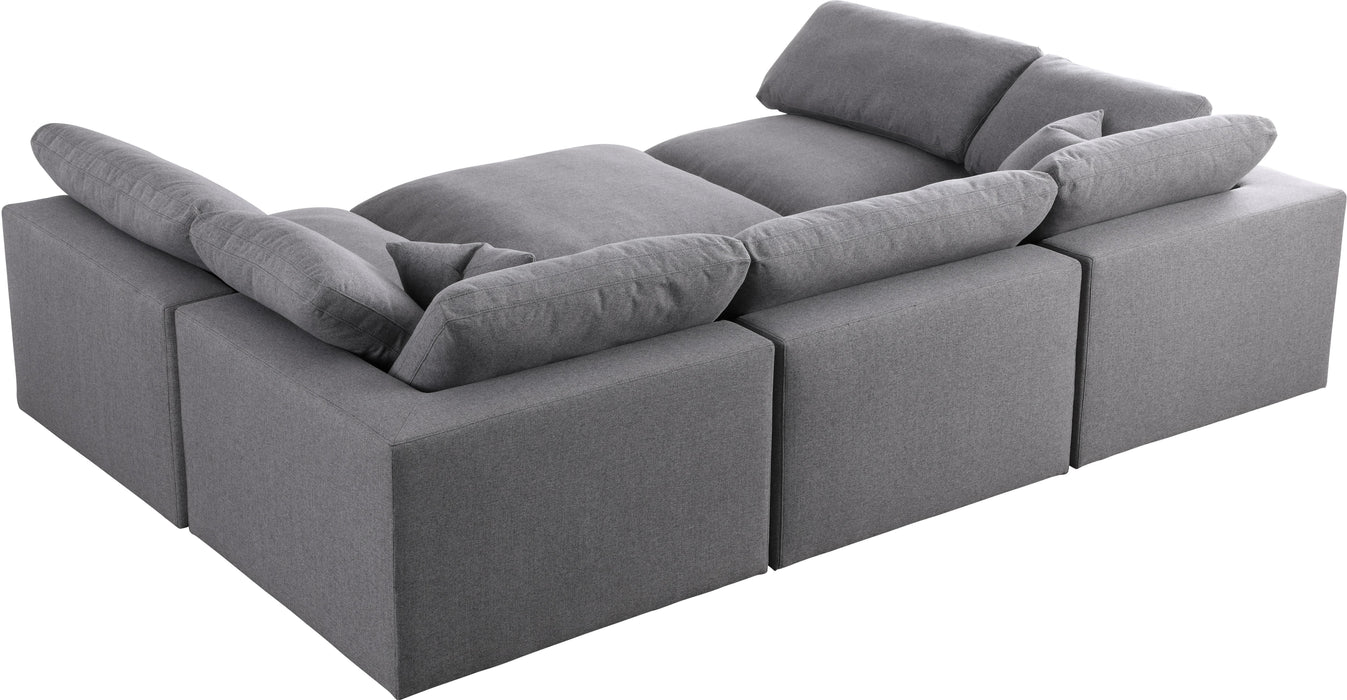 Serene Grey Linen Fabric Deluxe Cloud Modular Sectional - Bargain Furniture (Detroit, MI)