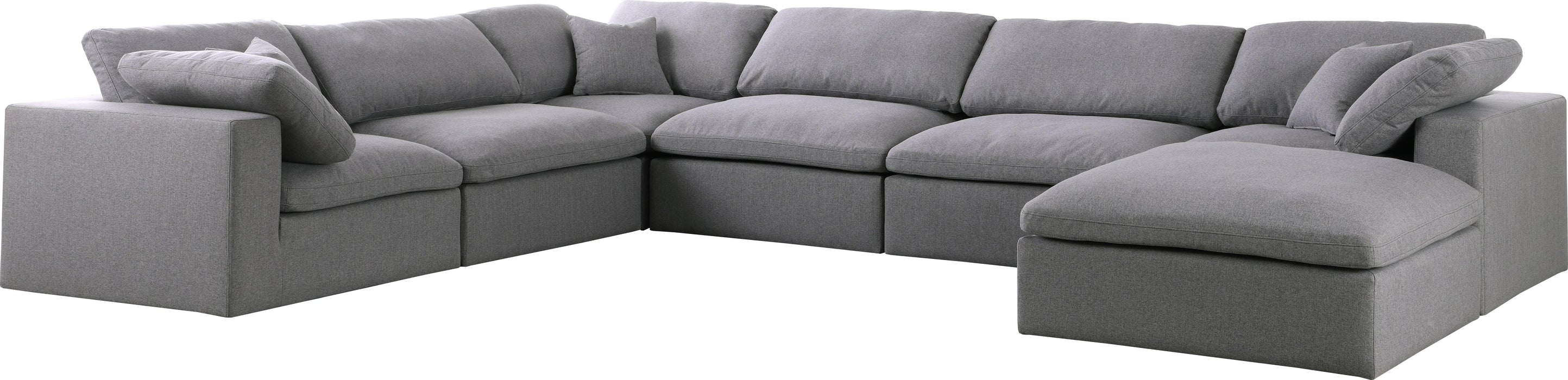 Serene Grey Linen Fabric Deluxe Cloud Modular Sectional - Bargain Furniture (Detroit, MI)