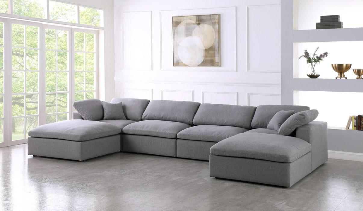 Serene Grey Linen Fabric Deluxe Cloud Modular Sectional - Bargain Furniture (Detroit, MI)