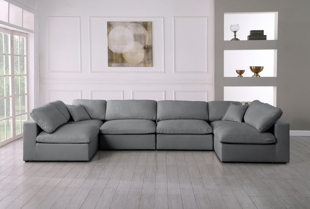 Serene Grey Linen Fabric Deluxe Cloud Modular Sectional - Bargain Furniture (Detroit, MI)