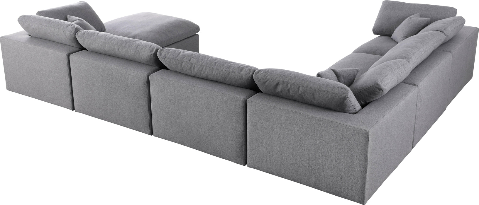 Serene Grey Linen Fabric Deluxe Cloud Modular Sectional - Bargain Furniture (Detroit, MI)