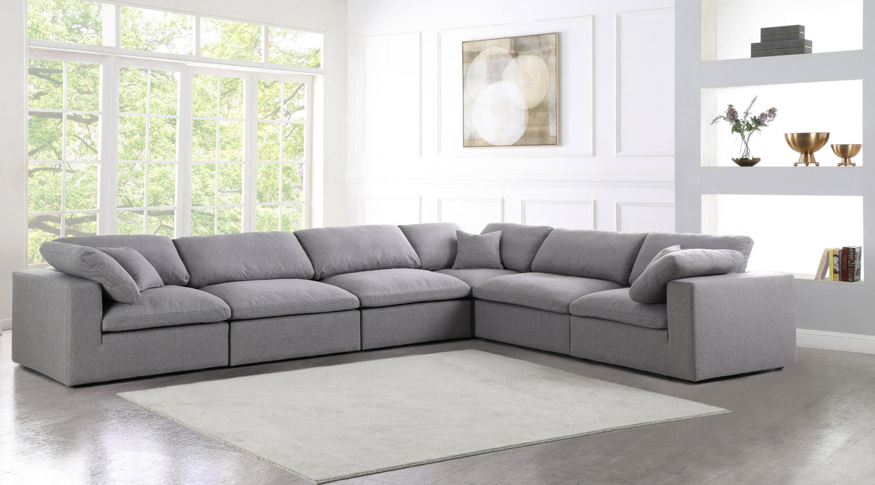 Serene Grey Linen Fabric Deluxe Cloud Modular Sectional - Bargain Furniture (Detroit, MI)