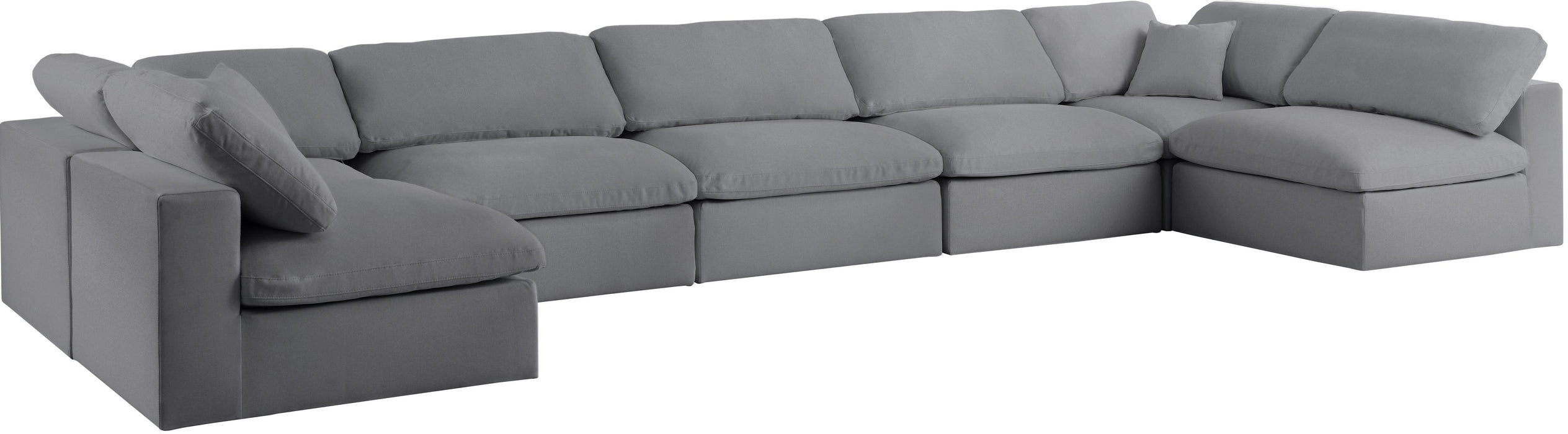 Serene Grey Linen Fabric Deluxe Cloud Modular Sectional - Bargain Furniture (Detroit, MI)
