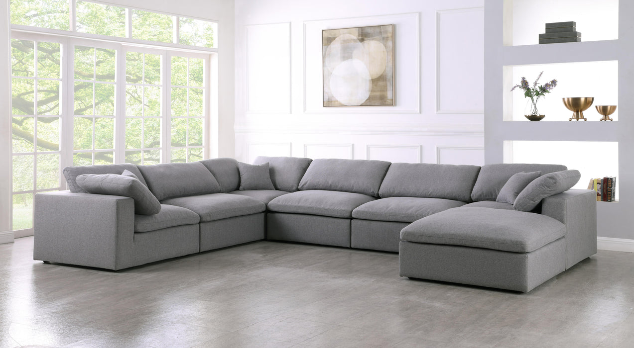 Serene Grey Linen Fabric Deluxe Cloud Modular Sectional - Bargain Furniture (Detroit, MI)