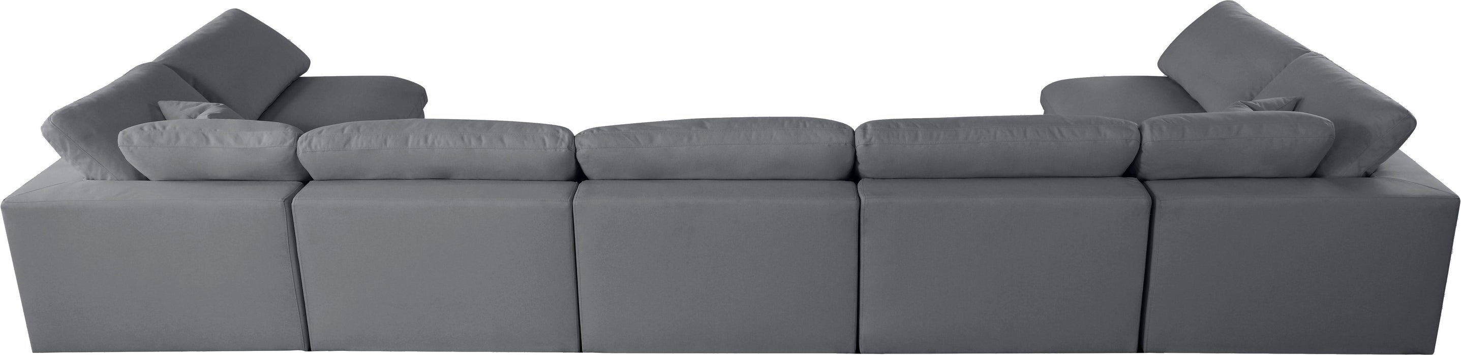 Serene Grey Linen Fabric Deluxe Cloud Modular Sectional - Bargain Furniture (Detroit, MI)