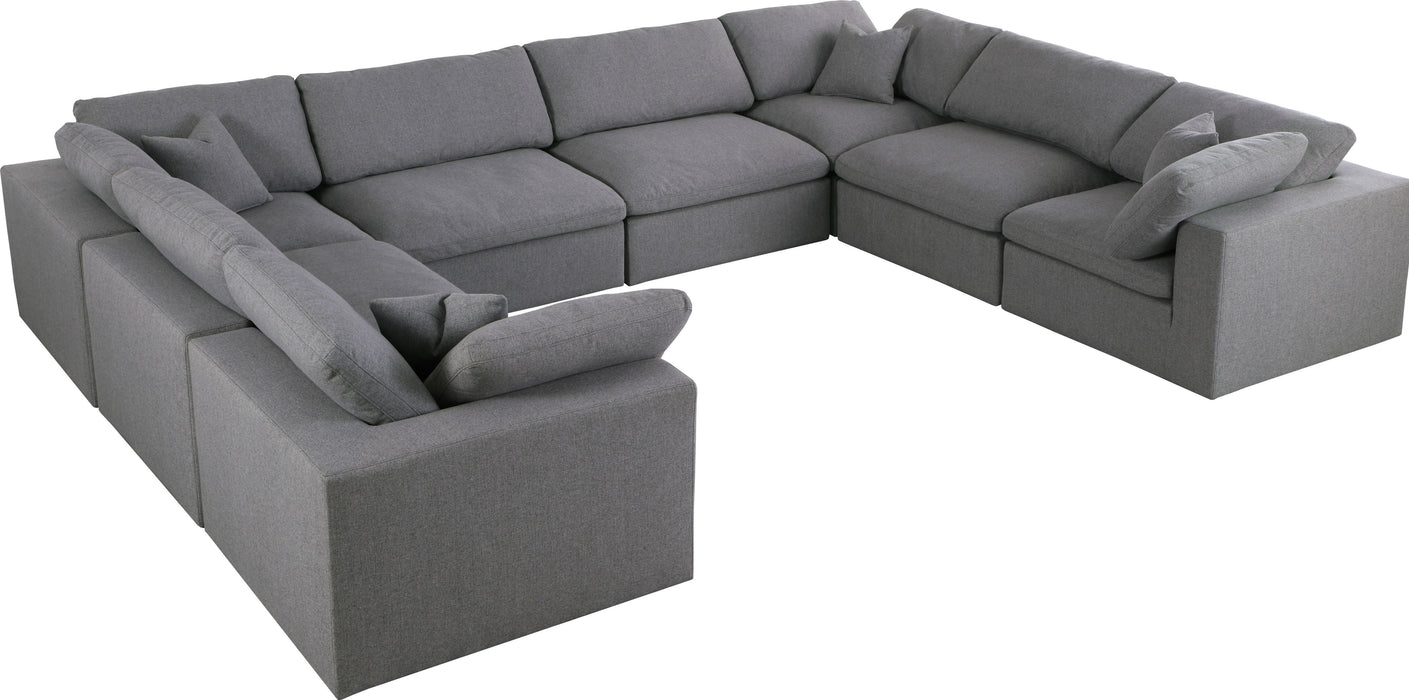 Serene Grey Linen Fabric Deluxe Cloud Modular Sectional - Bargain Furniture (Detroit, MI)
