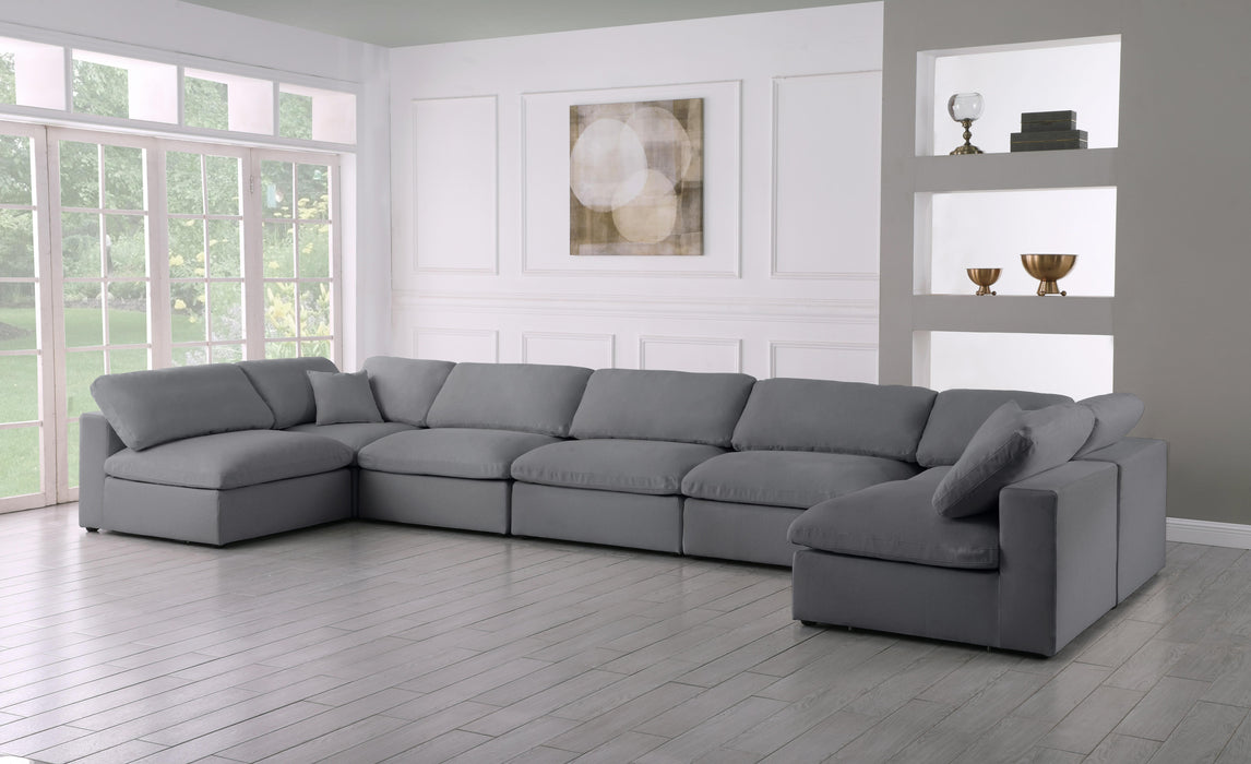 Serene Grey Linen Fabric Deluxe Cloud Modular Sectional - Bargain Furniture (Detroit, MI)