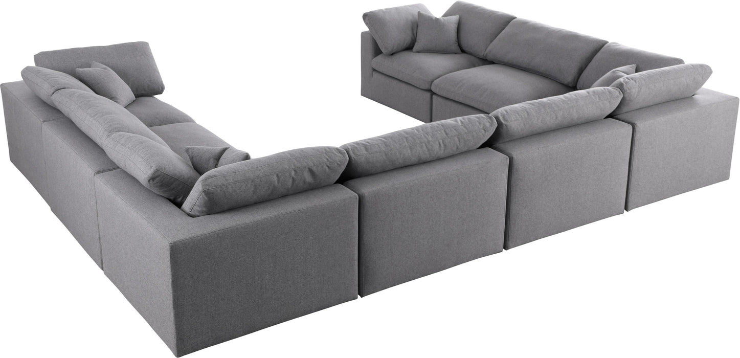 Serene Grey Linen Fabric Deluxe Cloud Modular Sectional - Bargain Furniture (Detroit, MI)