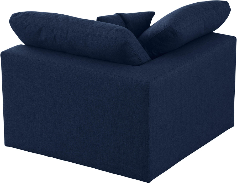 Serene Navy Linen Fabric Deluxe Cloud Corner Chair - Bargain Furniture (Detroit, MI)