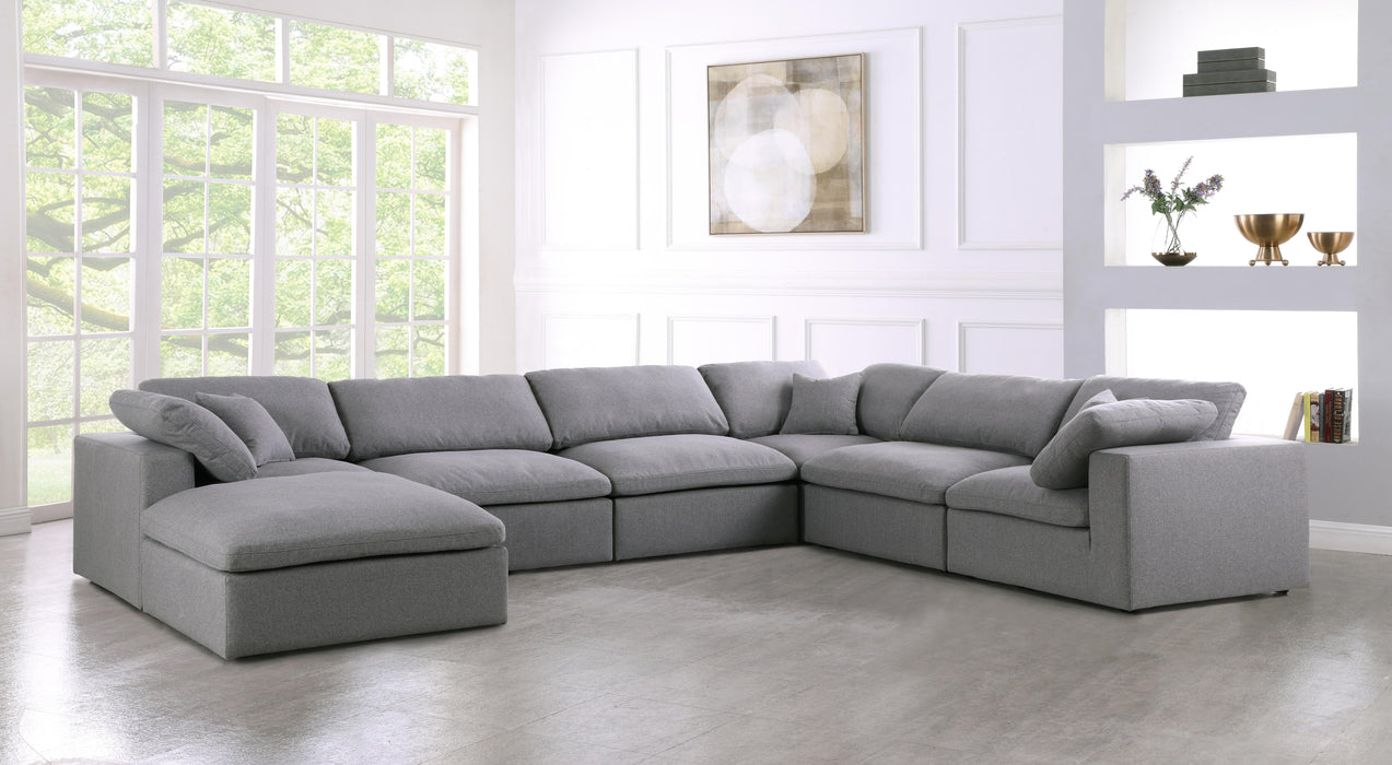Serene Grey Linen Fabric Deluxe Cloud Modular Sectional - Bargain Furniture (Detroit, MI)