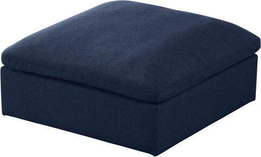 Serene Navy Linen Fabric Deluxe Cloud Ottoman - Bargain Furniture (Detroit, MI)