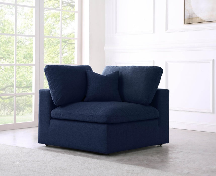 Serene Navy Linen Fabric Deluxe Cloud Corner Chair - Bargain Furniture (Detroit, MI)
