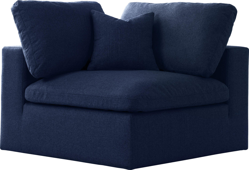 Serene Navy Linen Fabric Deluxe Cloud Corner Chair - Bargain Furniture (Detroit, MI)